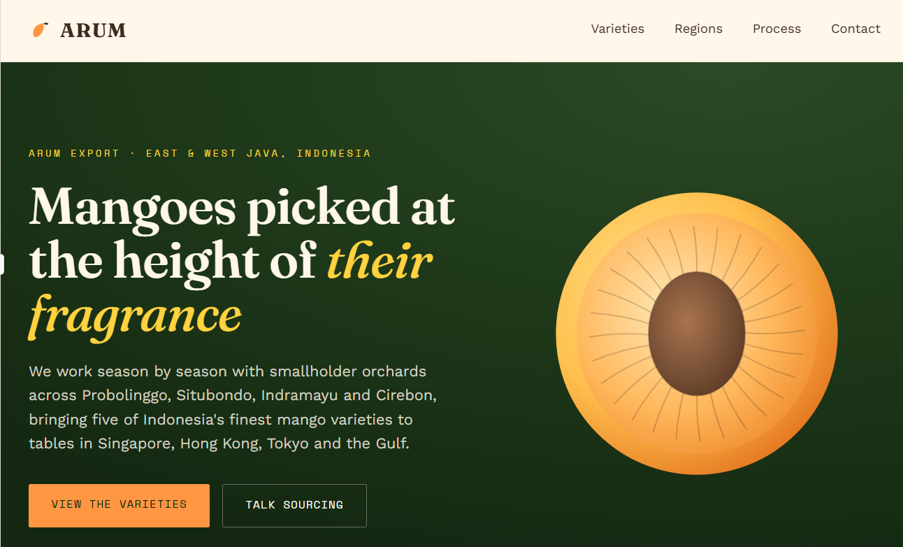 Mangga Jaya mango export website screenshot